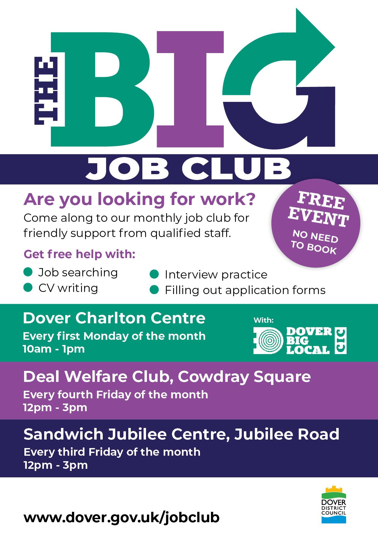 Community Dvt web BIG job club poster
